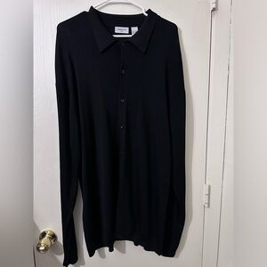 Claiborne Luxe Ribbed Black Button-Up Sweater XXL